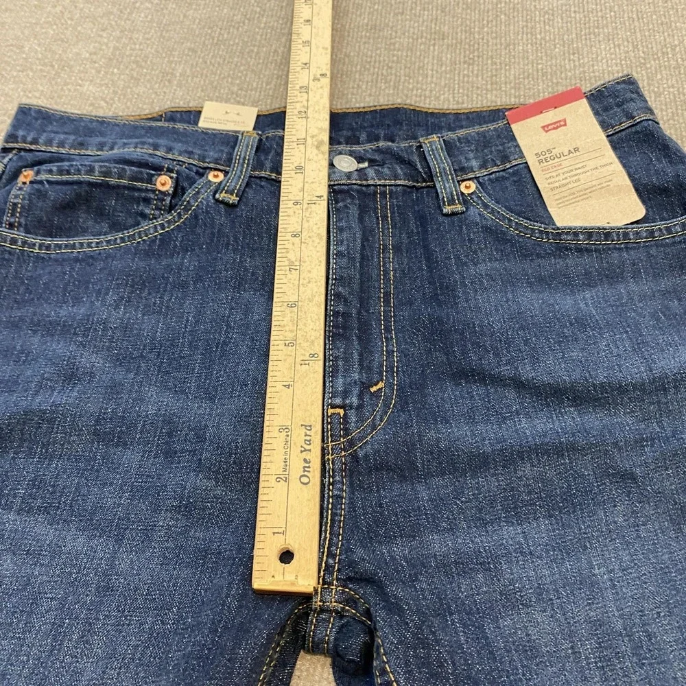 Levis 505 Jeans Mens 34x32 Blue Medium Wash Regular Straight Stretch Denim Pants